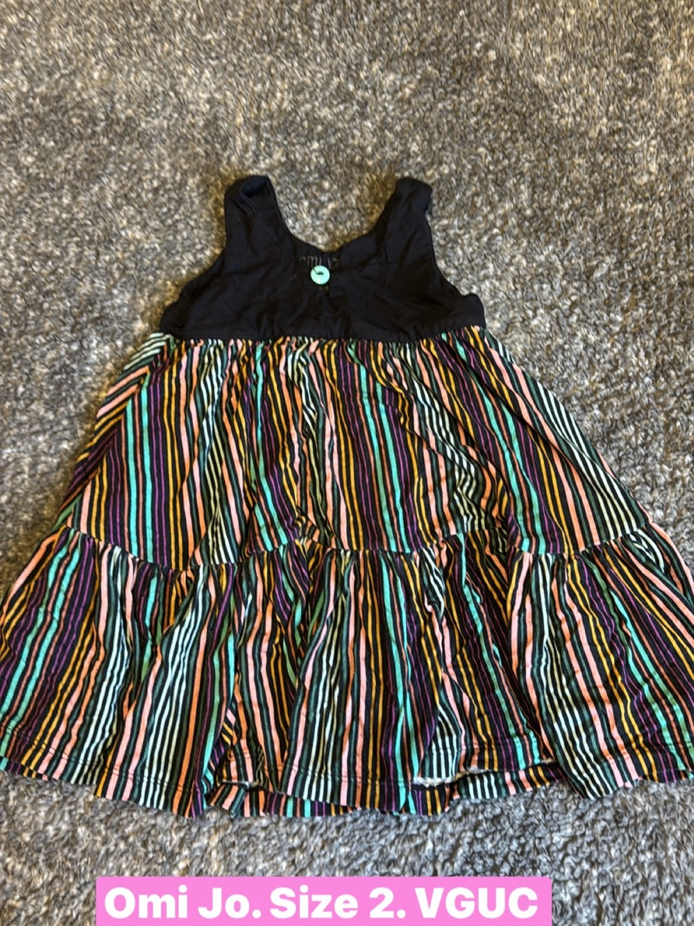 Well Dressed Wolf Black Bodice Multicolor Striped Tiered Dress